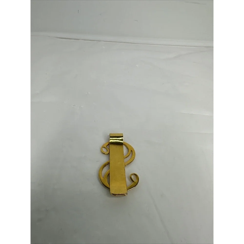 Gold Tone Blue Masonic Freemason Dollar Sign Money Clip Vintage